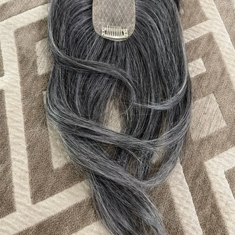 Grey Hair Topper For Thinning Hair (Human Hair Blend)